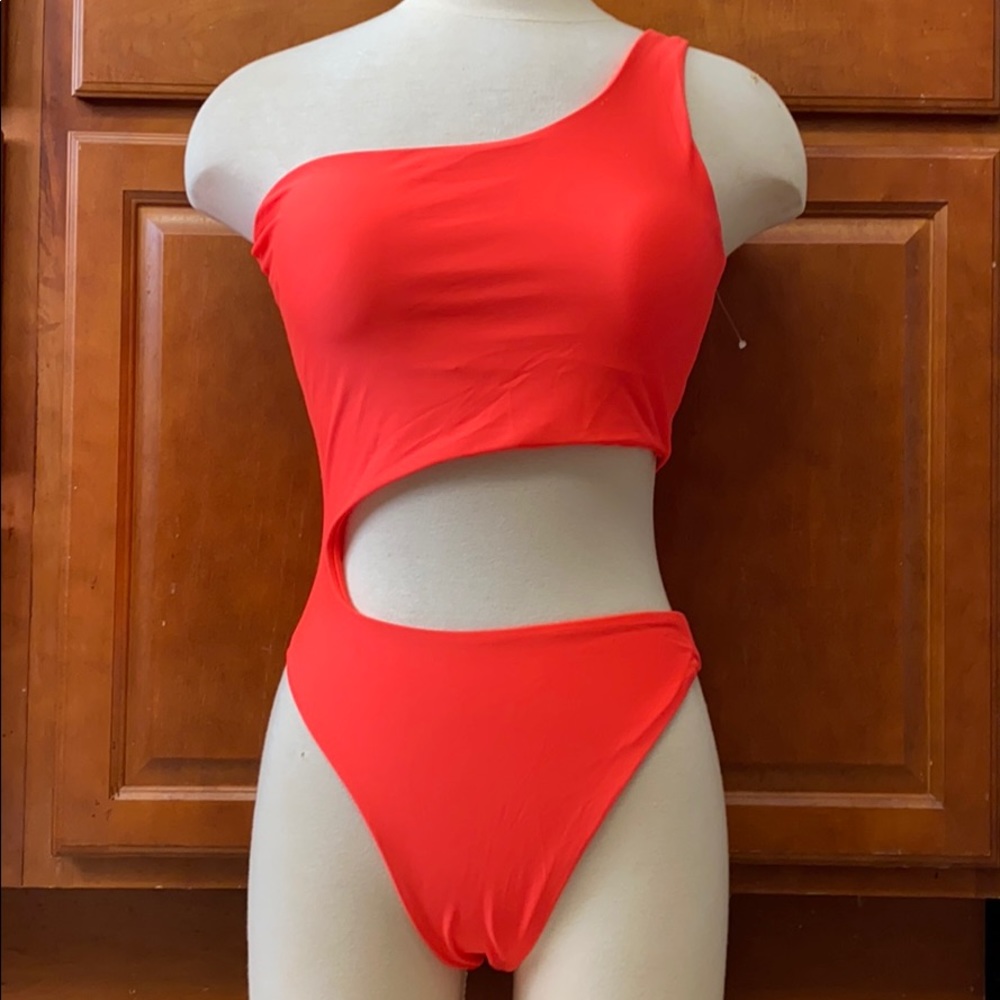 Orange Swimsuit Asymmetrical Bikini Monokini M New